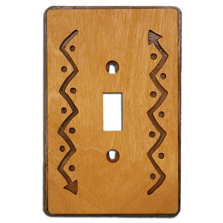 Plain Single Toggle Arrows Metal & Wood Switch Plate Cover