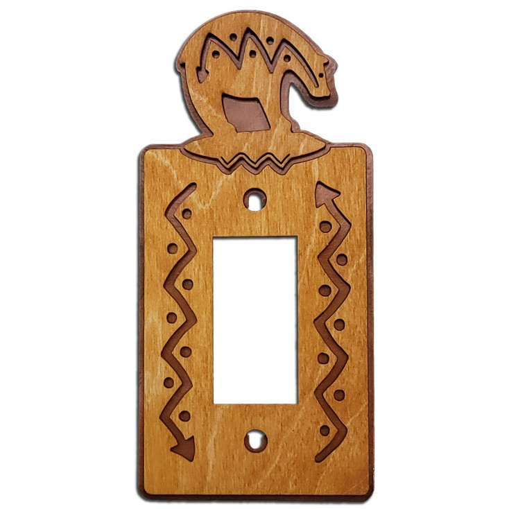 Bear Single Rocker (GFCI) Arrows Metal & Wood Switch Plate Cover