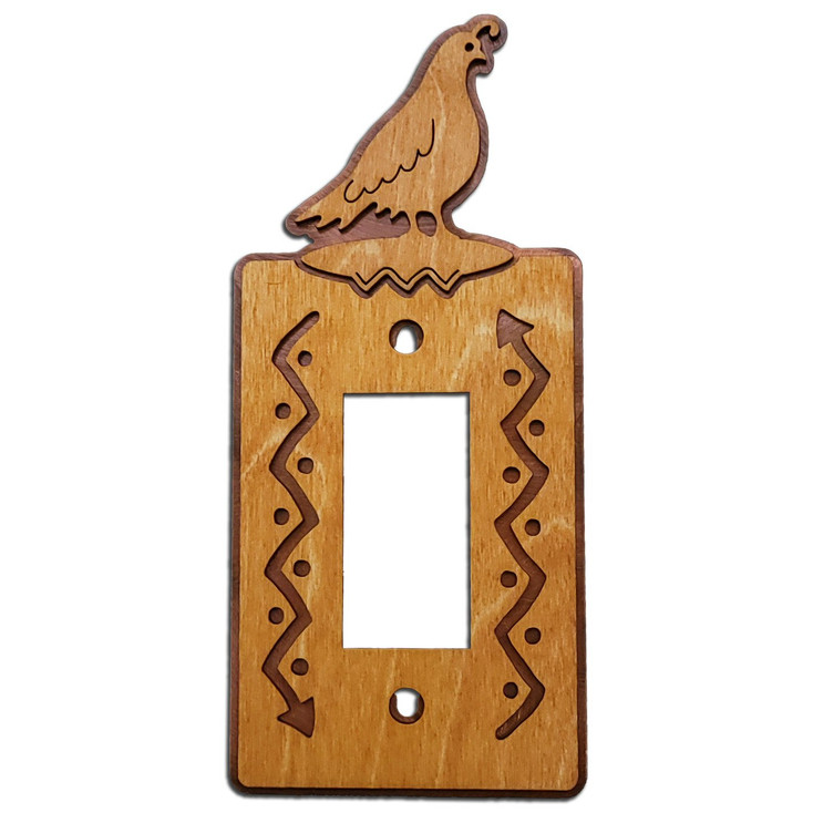 Quail Single Rocker (GFCI) Arrows Metal & Wood Switch Plate Cover