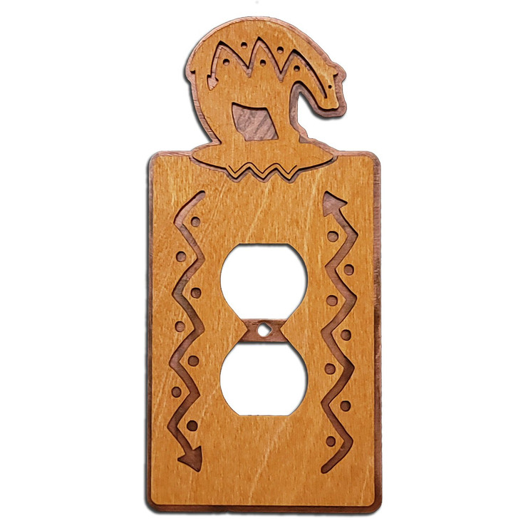 Bear Arrows Metal & Wood Single Outlet Cover