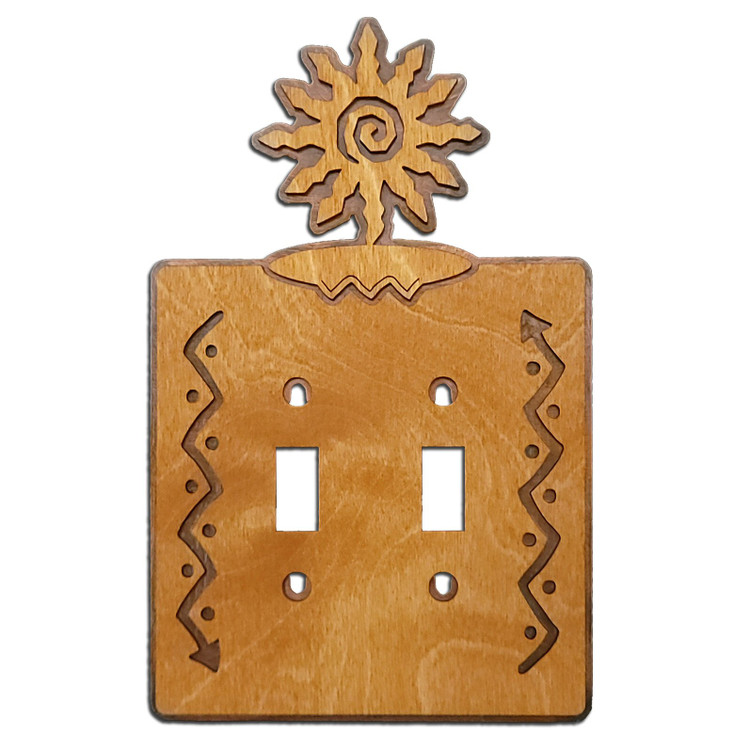12 Point Sunburst Double Toggle Arrows Metal & Wood Switch Plate Cover