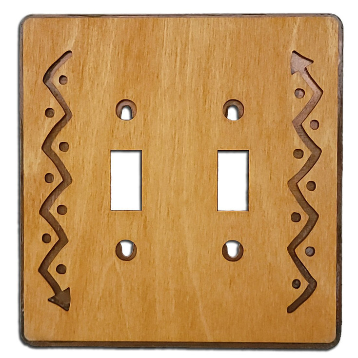 Plain Double Toggle Arrows Metal & Wood Switch Plate Cover