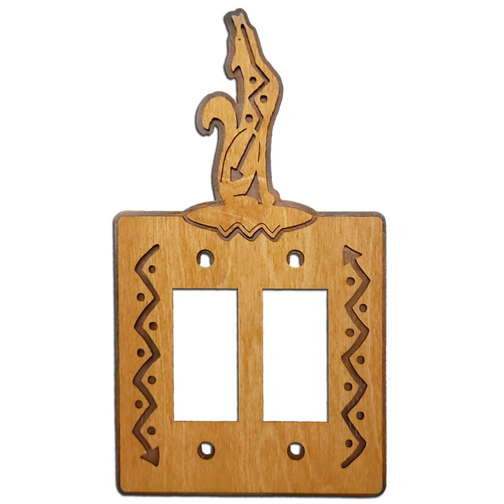 Coyote Double Rocker (GFCI) Arrows Metal & Wood Switch Plate Cover