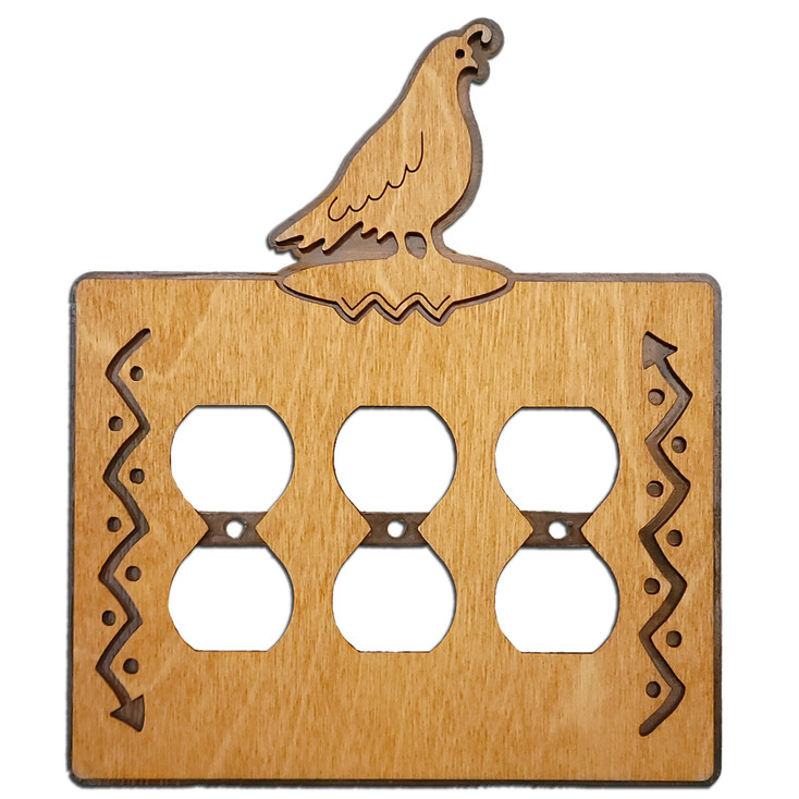 Quail Arrows Metal & Wood Triple Outlet Cover