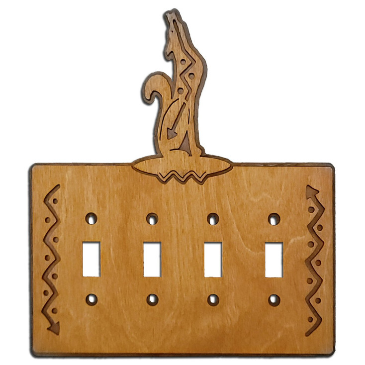 Coyote Quad Toggle Arrows Metal & Wood Switch Plate Cover