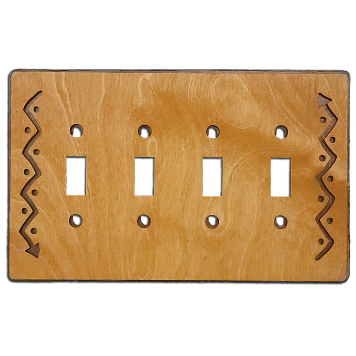 Plain Quad Toggle Arrows Metal & Wood Switch Plate Cover