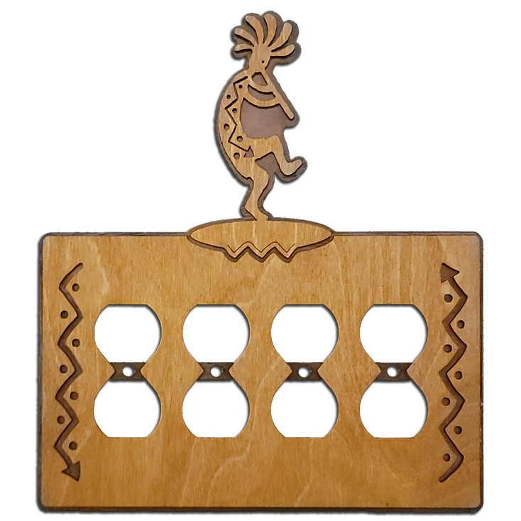 Kokopelli Flute Player Arrows Metal & Wood Quad Outlet Cover