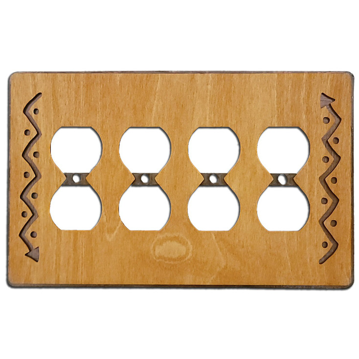 Plain Arrows Metal & Wood Quad Outlet Cover