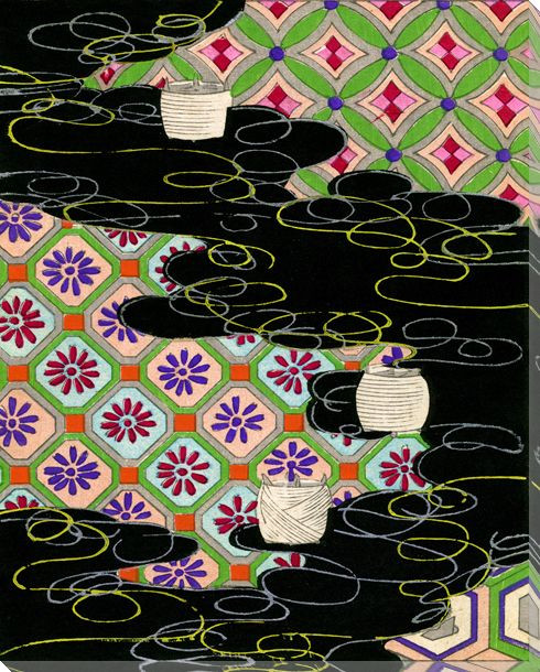 Lanterns On A River Wrapped Canvas Giclee Art Print Wall Art