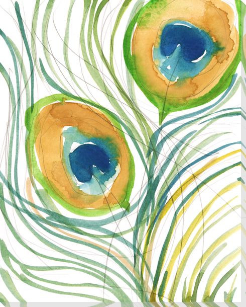 Peacock Feathers Abstract I Wrapped Canvas Giclee Art Print Wall Art