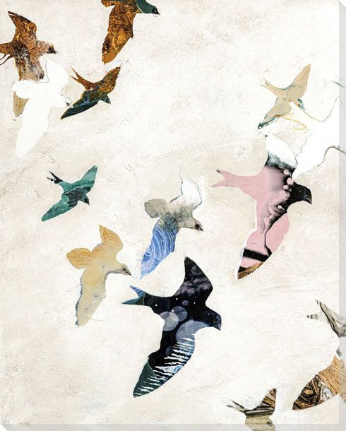 Abstract Birds 2 Wrapped Canvas Giclee Art Print Wall Art