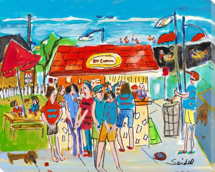 Ice Cream at the Beach Wrapped Canvas Giclee Art Print Wall Art