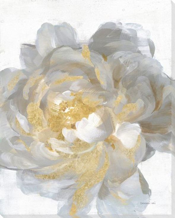 Open Petals II With Gold Wrapped Canvas Giclee Art Print Wall Art