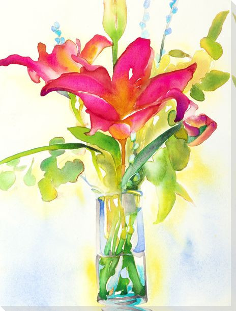 Red Lily Bouquet Wrapped Canvas Giclee Art Print Wall Art