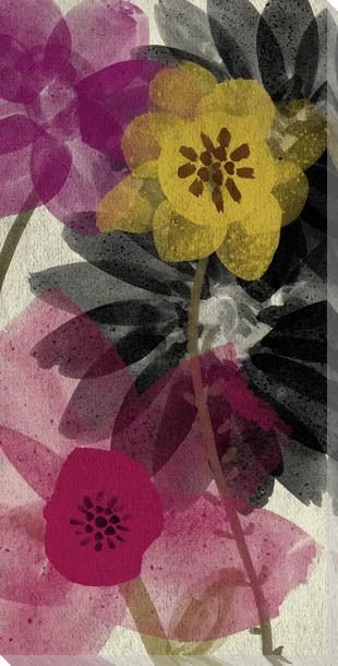 Red Wash Floral Three Wrapped Canvas Giclee Print Wall Art