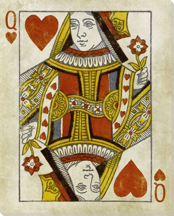 Royal Flush Queen of Hearts Wrapped Canvas Giclee Art Print Wall Art