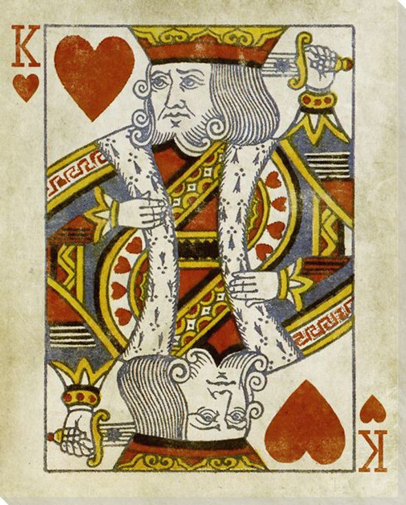 Royal Flush King of Hearts Wrapped Canvas Giclee Art Print Wall Art