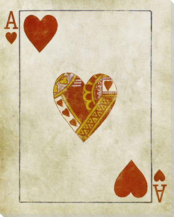 Royal Flush Ace of Hearts Wrapped Canvas Giclee Art Print Wall Art