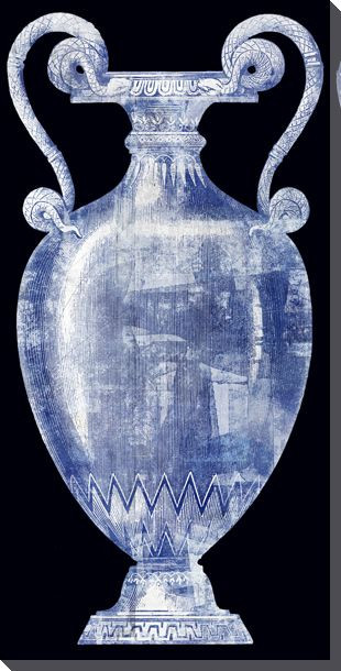 Blue and White Cerulean Vase 4 Wrapped Canvas Giclee Art Print Wall Art