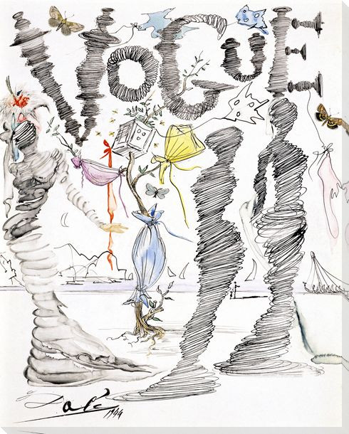 Watercolour Collage Vogue Wrapped Canvas Giclee Art Print Wall Art