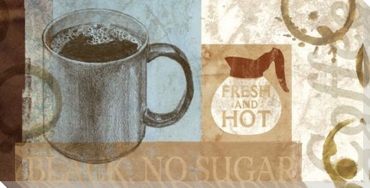 Fresh & Hot Black No Sugar Coffee Wrapped Canvas Giclee Print Wall Art