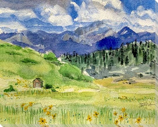 Mountain Valley Wrapped Canvas Giclee Art Print Wall Art