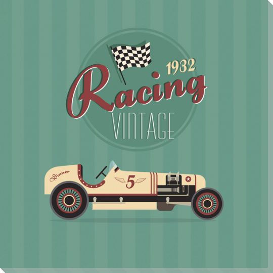 Vintage Racing 2 Wrapped Canvas Giclee Art Print Wall Art
