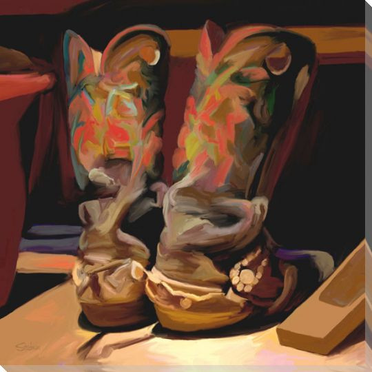 Old Boots Wrapped Canvas Giclee Art Print Wall Art