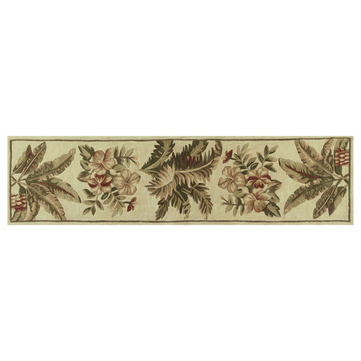 2' x 10' Ivory Hand Tufted Tropical Indoor Runner Rug