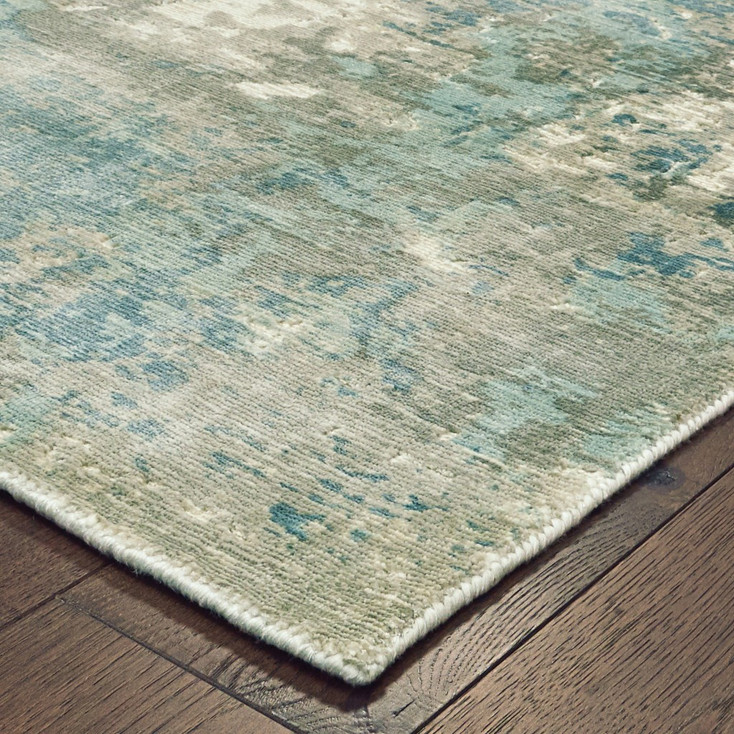 2' x 10' Blue and Gray Abstract Pattern Indoor Runner Rug