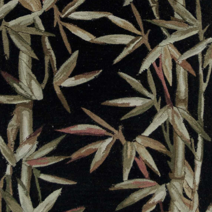 2' x 10' Black Hand Tufted Bordered Tropical Bamboo Indoor Runner Rug