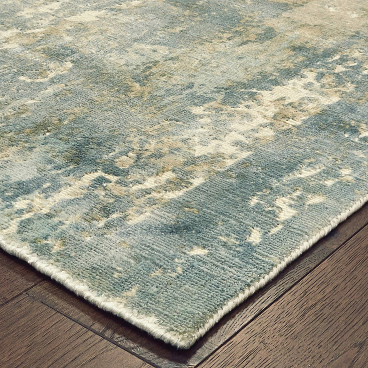 2' x 10' Blue and Gray Abstract Splash Indoor Runner Rug