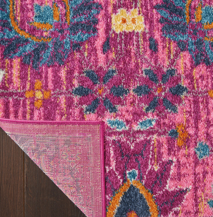 2' x 10' Pink Floral Power Loom Runner Rug