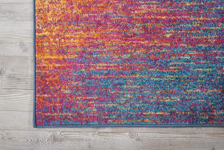 2' x 10' Blue and Pink Abstract Power Loom Runner Rug