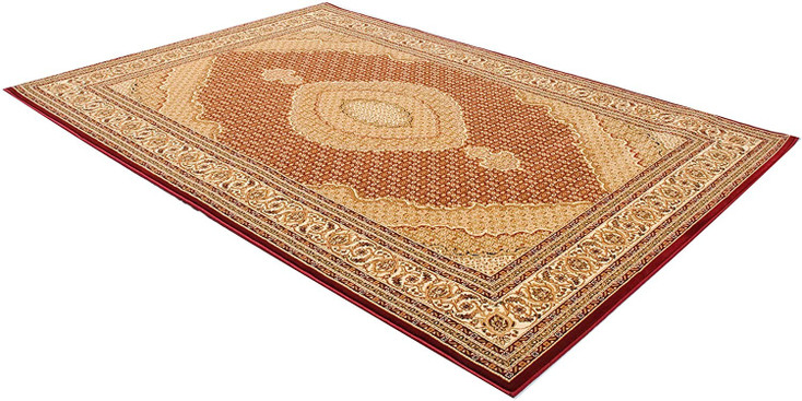 2' x 10' Red and Beige Medallion Runner Rug