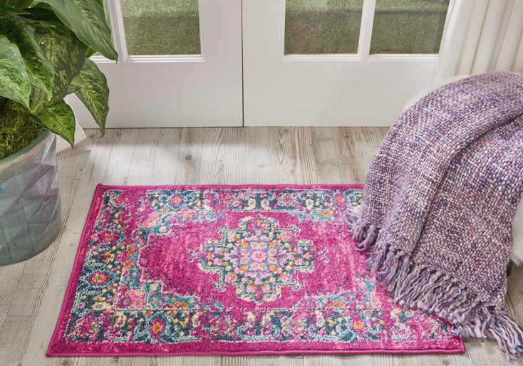 2' x 3' Fuchsia Power Loom Polypropylene  Area Rug