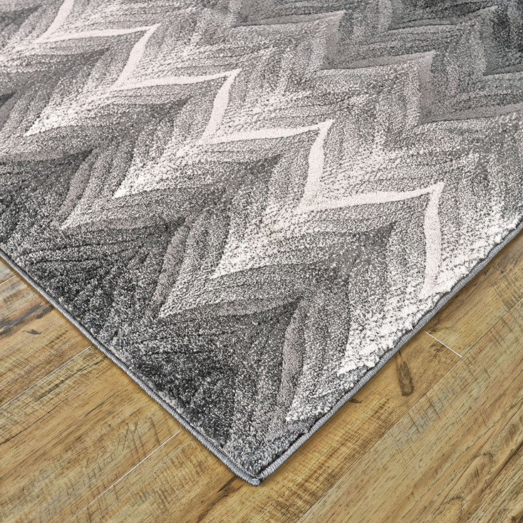 2' x 3' Gray and White Geometric Stain Resistant Area Rug