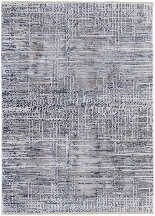 2' x 3' Gray and Blue Abstract Stain Resistant Area Rug