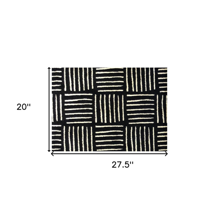 2' x 3' Black and Off White Abstract Machine Washable Area Rug with UV Protection