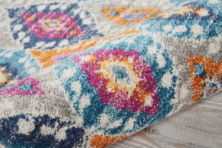 2' x 3' Blue and Pink Ogee Power Loom Area Rug
