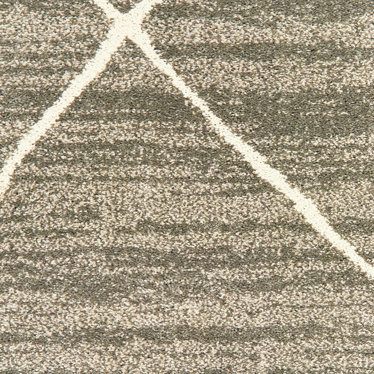 2' x 3' Grey and Ivory Geometric Power Loom Stain Resistant Area Rug