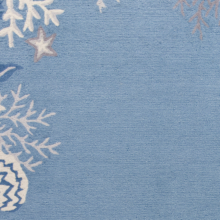 2' x 3' Polyester Sea Blue Area Rug