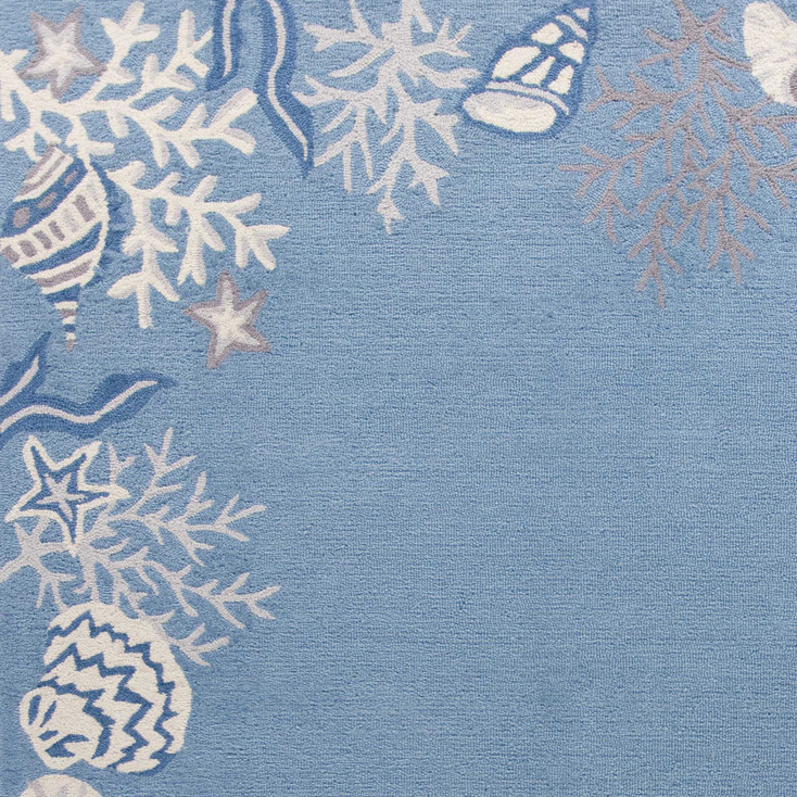 2' x 3' Polyester Sea Blue Area Rug