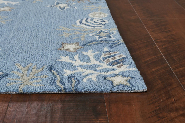 2' x 3' Polyester Sea Blue Area Rug