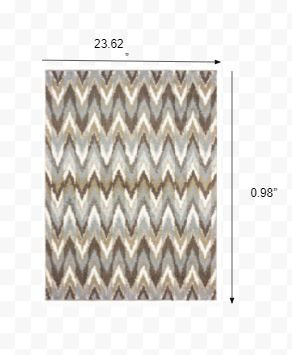 2' x 3' Gray and Taupe Ikat Pattern Scatter Rug