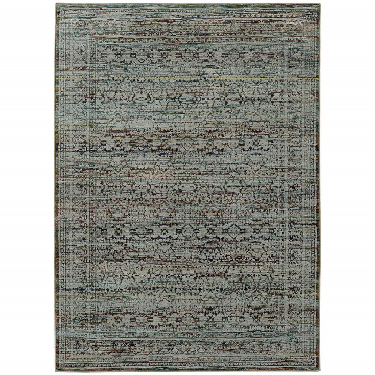 2' x 3' Blue & Purple Oriental Power Loom Stain Resistant Area Rug