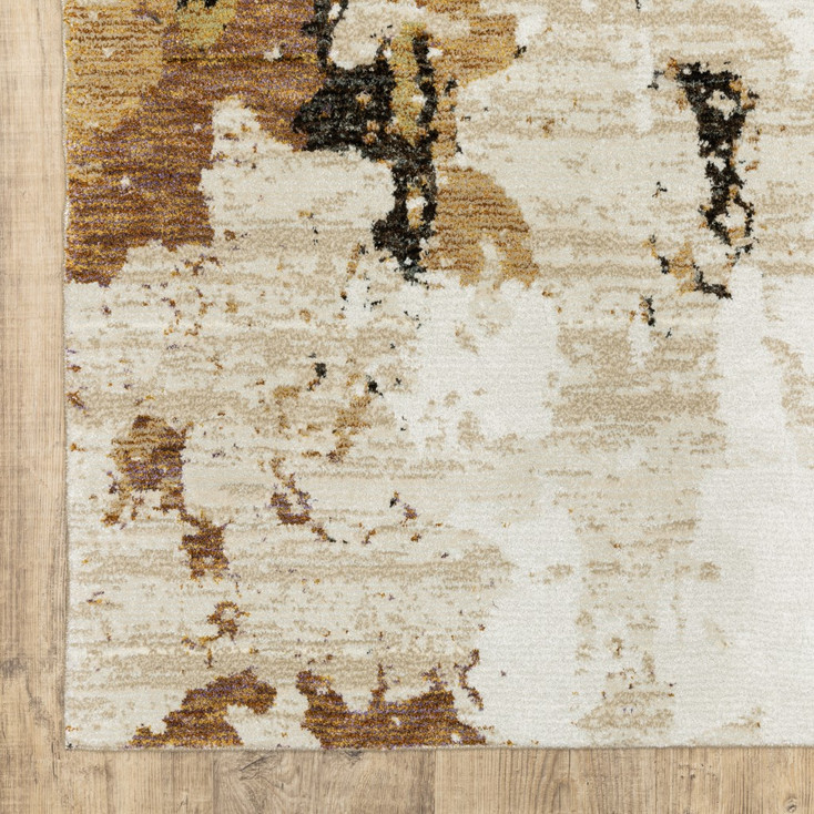 2' x 3' Abstract Weathered Beige and Gray Indoor Scatter Rug