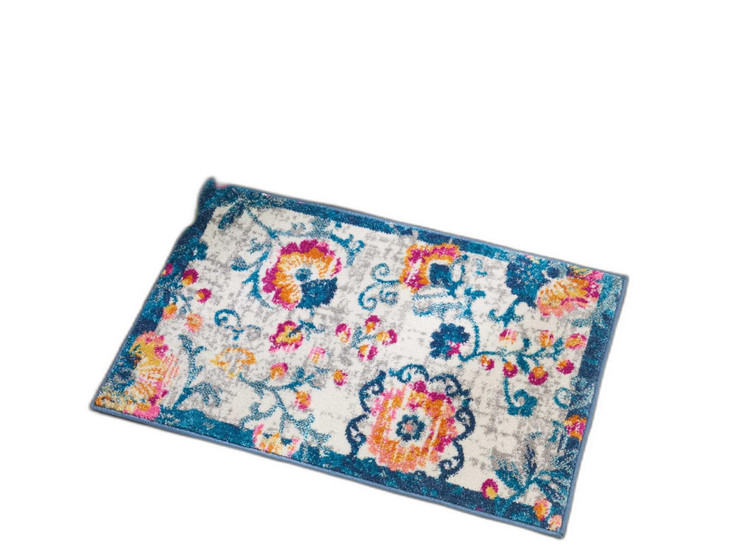 2' x 3' Ivory Floral Power Loom Area Rug