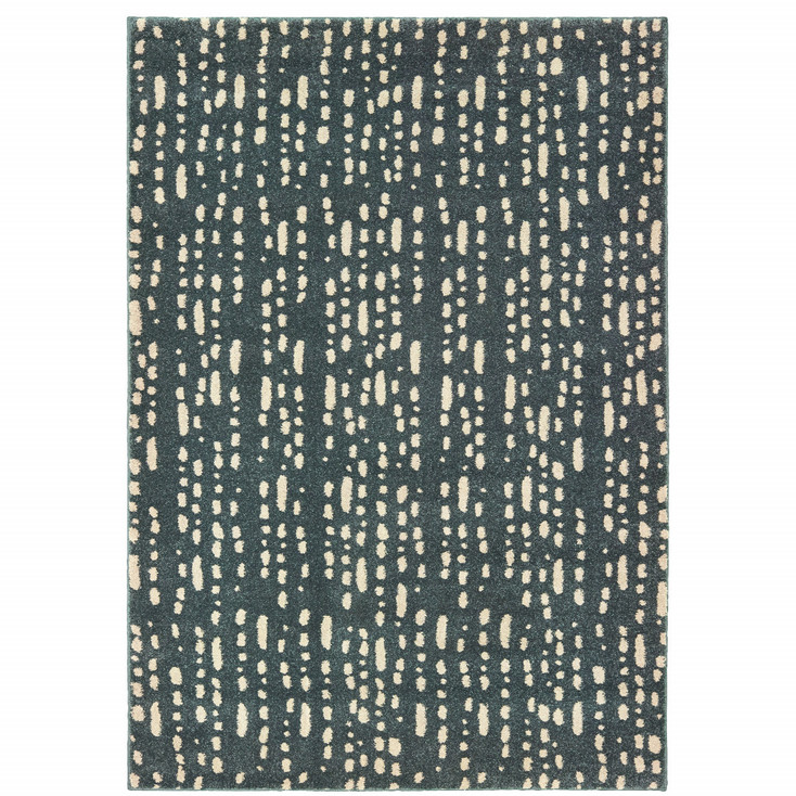 2' x 3' Steel Blue and Ivory Abstract Power Loom Stain Resistant Area Rug