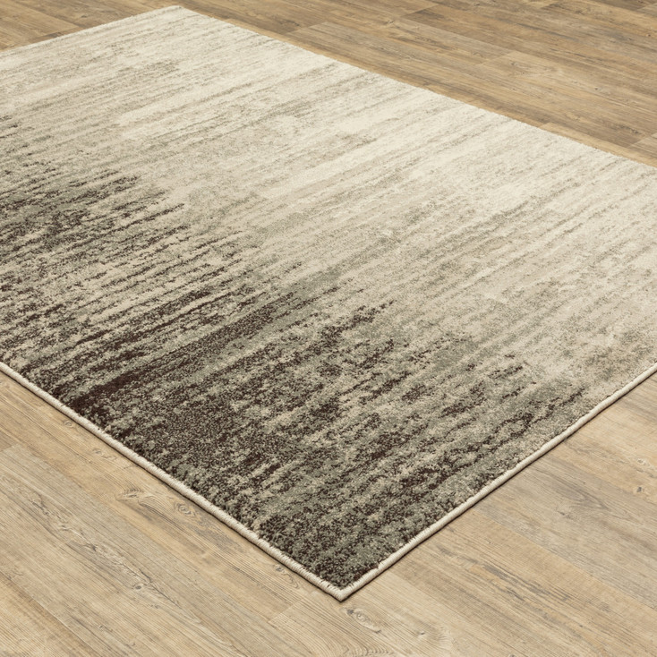 2' x 3' Beige and Grey Abstract Power Loom Stain Resistant Area Rug